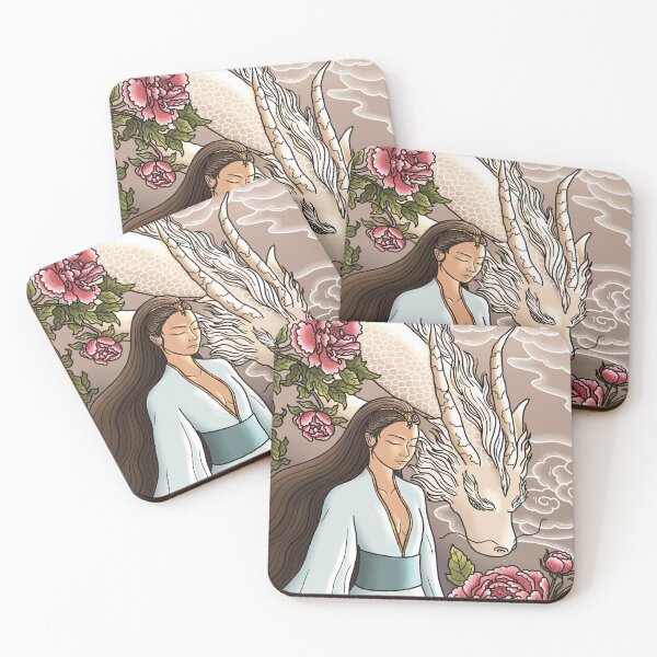Item preview, Dragon girl and peony flowers designed and sold by sierratruong.