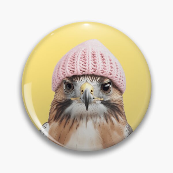 Item preview, Cozy Red-tailed Hawk Wearing Pink Winter Hat Trendy Animal Fashion Artwork designed and sold by LazyOwlStore.