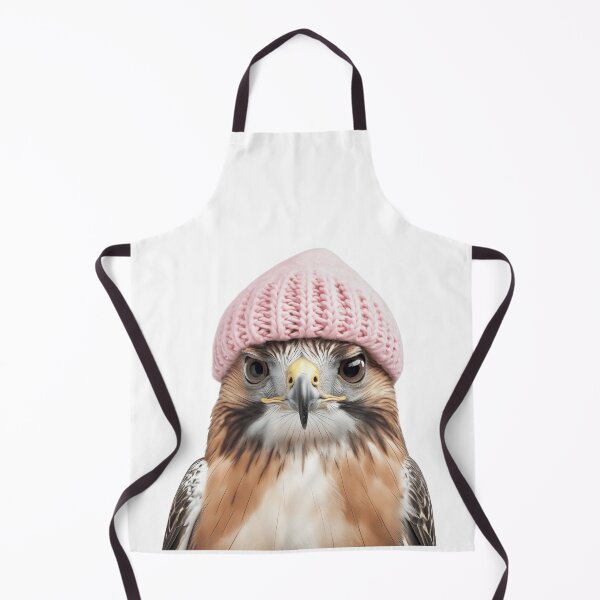 Item preview, Cozy Red-tailed Hawk Wearing Pink Winter Hat Trendy Animal Fashion Artwork designed and sold by LazyOwlStore.