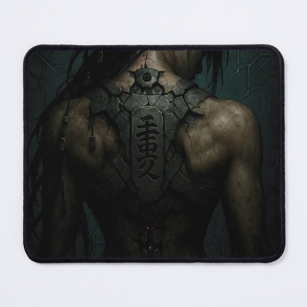 Item preview, Cybernetic Warrior Backplate Muscular Anime Girl Dark Sci-Fi Design designed and sold by Hirvipelto.