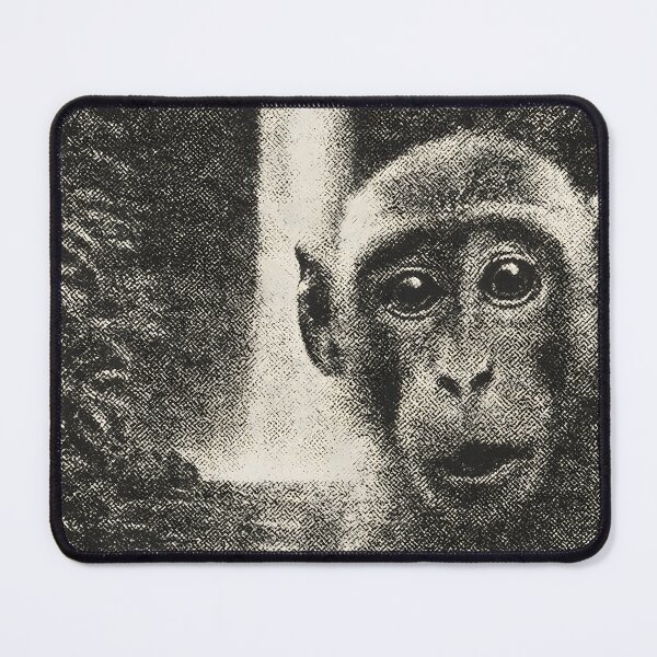 Item preview, Tropical waterfall monkey photobomb, grainy black and white image designed and sold by DufferThings.