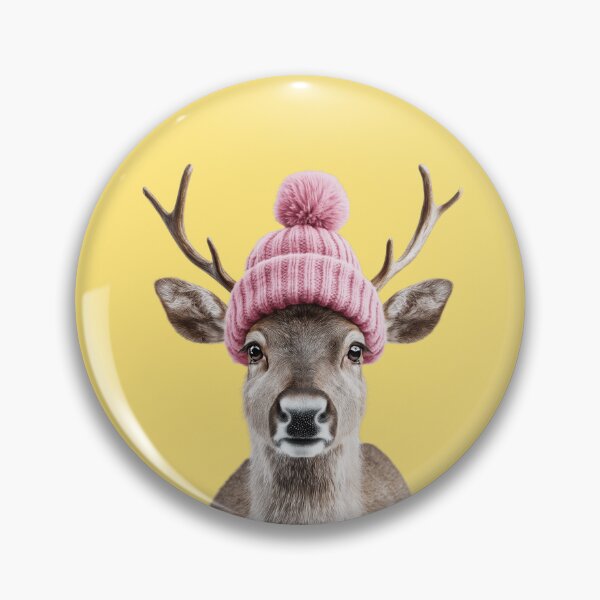 Item preview, Cozy Reindeer Wearing Pink Winter Hat Trendy Animal Fashion Artwork designed and sold by LazyOwlStore.
