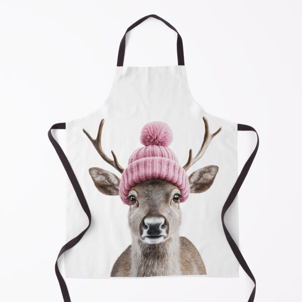 Item preview, Cozy Reindeer Wearing Pink Winter Hat Trendy Animal Fashion Artwork designed and sold by LazyOwlStore.