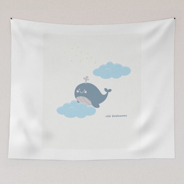 Item preview, 	floating whale in the sky - dreamy peaceful art designed and sold by KWkindwaves.