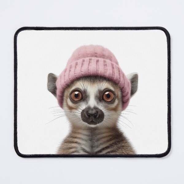 Item preview, Cozy Ringtail Wearing Pink Winter Hat Trendy Animal Fashion Artwork designed and sold by LazyOwlStore.