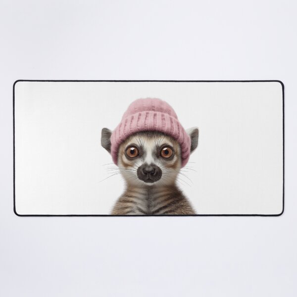Item preview, Cozy Ringtail Wearing Pink Winter Hat Trendy Animal Fashion Artwork designed and sold by LazyOwlStore.