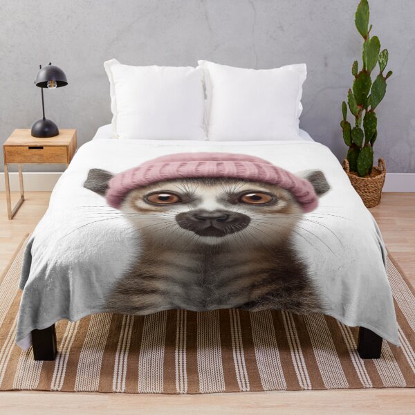 Item preview, Cozy Ringtail Wearing Pink Winter Hat Trendy Animal Fashion Artwork designed and sold by LazyOwlStore.
