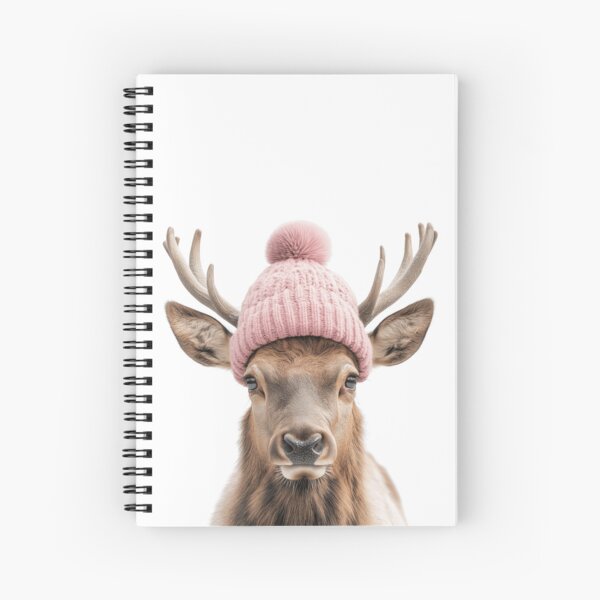 Item preview, Cozy Rocky Mountain Elk Wearing Pink Winter Hat Trendy Animal Fashion Artwork designed and sold by LazyOwlStore.