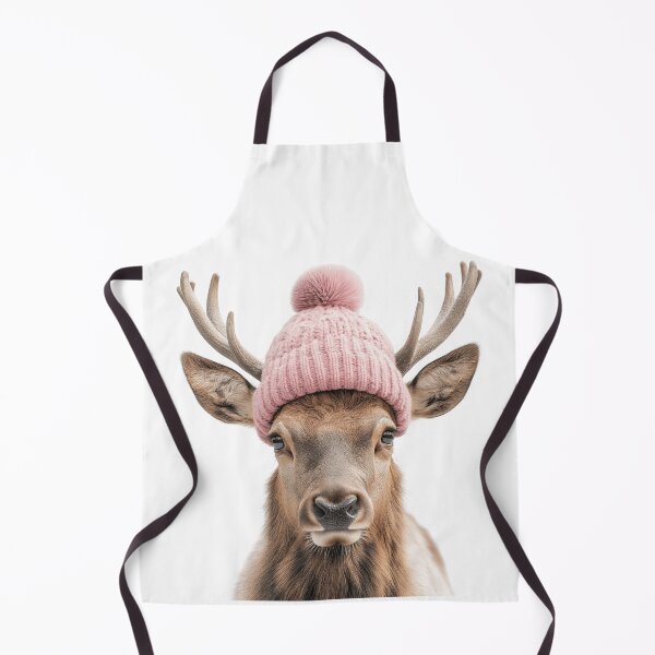Item preview, Cozy Rocky Mountain Elk Wearing Pink Winter Hat Trendy Animal Fashion Artwork designed and sold by LazyOwlStore.