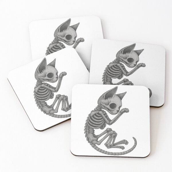 Item preview, Skeletal Cat – Black and White Gothic Line Art designed and sold by Soft rot studio.