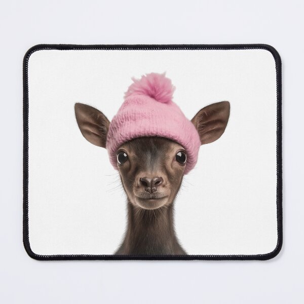 Item preview, Cozy Saola Wearing Pink Winter Hat Trendy Animal Fashion Artwork designed and sold by LazyOwlStore.