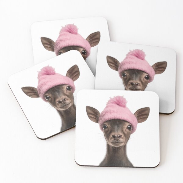 Item preview, Cozy Saola Wearing Pink Winter Hat Trendy Animal Fashion Artwork designed and sold by LazyOwlStore.