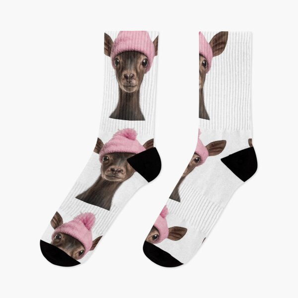Item preview, Cozy Saola Wearing Pink Winter Hat Trendy Animal Fashion Artwork designed and sold by LazyOwlStore.
