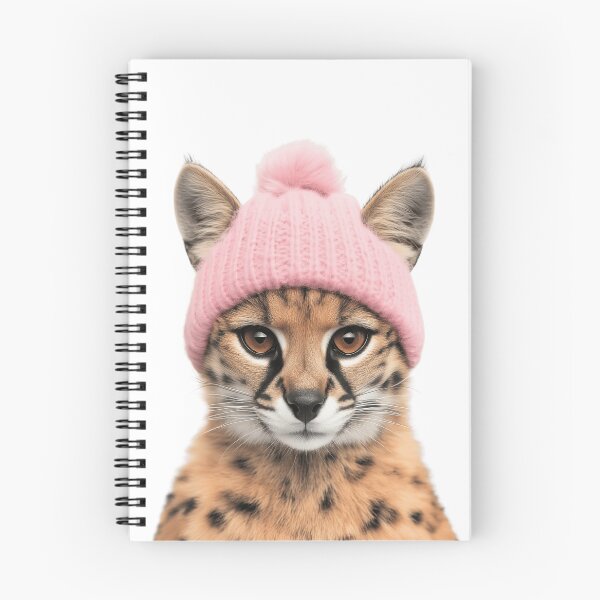 Item preview, Cozy Serval Wearing Pink Winter Hat Trendy Animal Fashion Artwork designed and sold by LazyOwlStore.