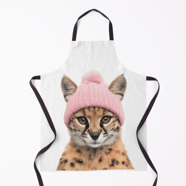 Item preview, Cozy Serval Wearing Pink Winter Hat Trendy Animal Fashion Artwork designed and sold by LazyOwlStore.