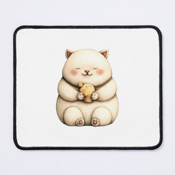 Item preview, Chubby Cartoon Cat with Fish designed and sold by IssaraStudio.