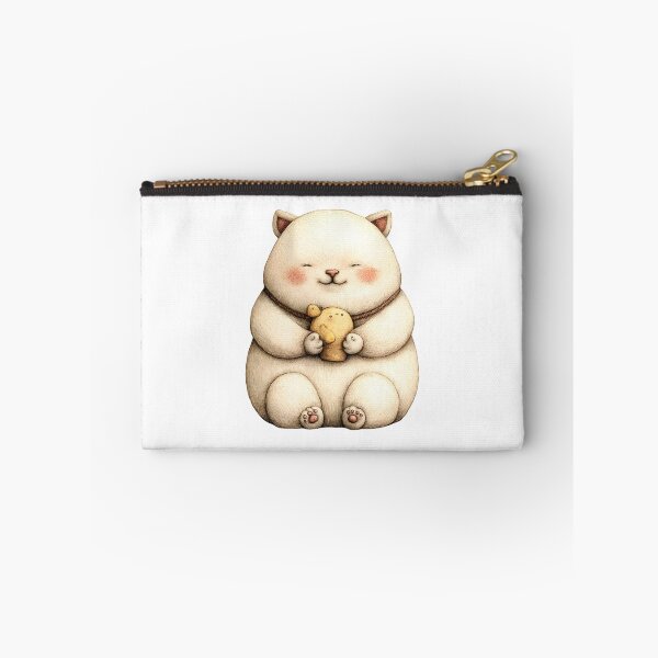 Item preview, Chubby Cartoon Cat with Fish designed and sold by IssaraStudio.