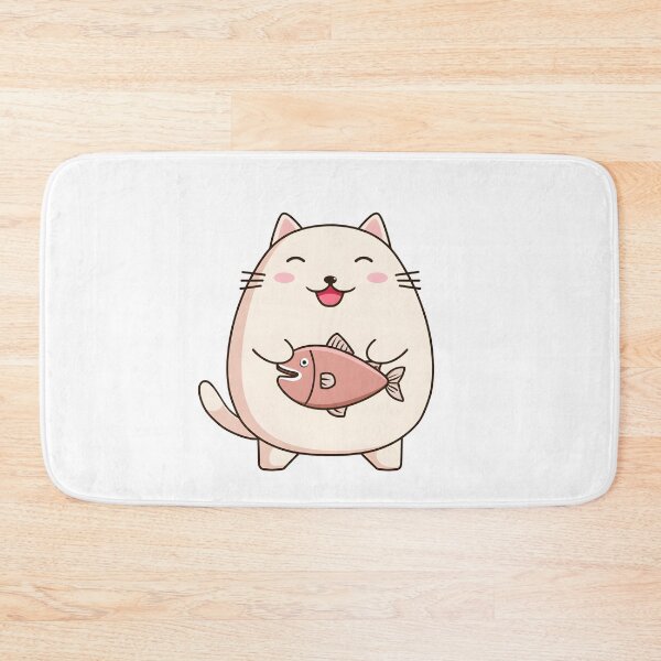 Item preview, Adorable Cat and Fish Illustration designed and sold by IssaraStudio.