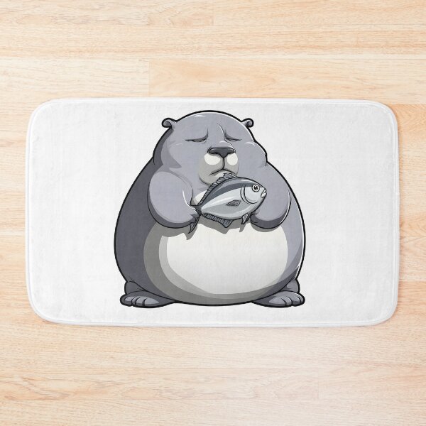 Item preview, Cute Chubby Cat Holding Fish designed and sold by IssaraStudio.