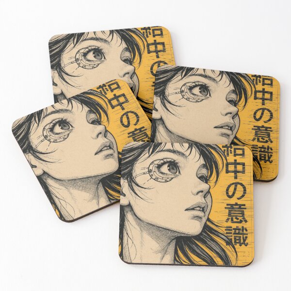 Item preview, Frozen Consciousness Cybernetic Anime Girl Line Art Portrait designed and sold by Hirvipelto.