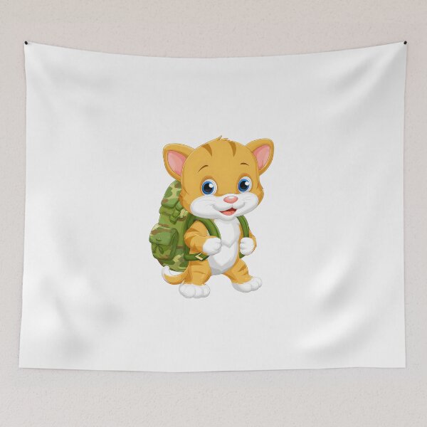 Item preview, Explorer Cat with Backpack Illustration designed and sold by IssaraStudio.