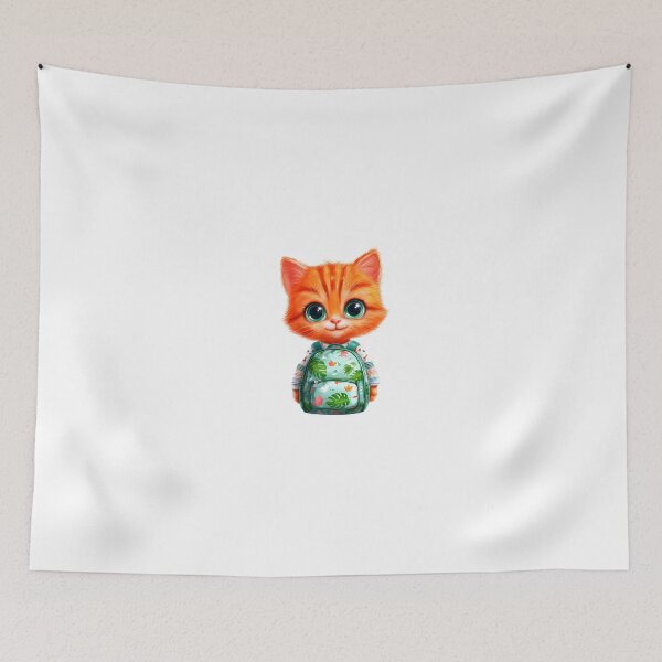 Item preview, Adventurous Cat with Backpack designed and sold by IssaraStudio.