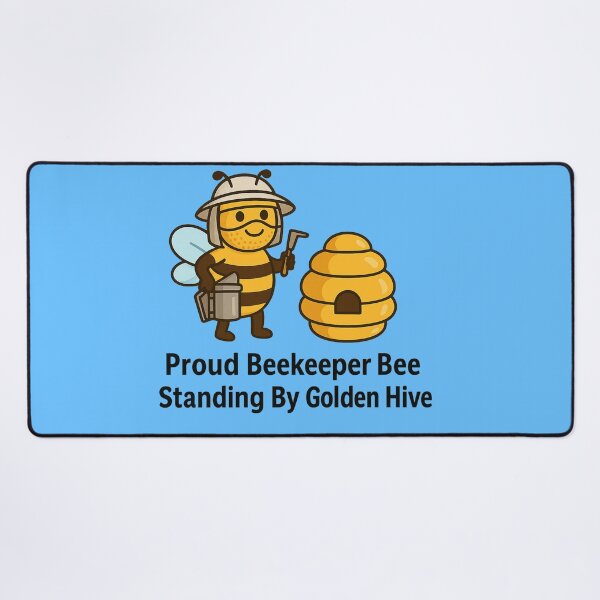 Item preview, Proud Beekeeper Bee Standing By Golden Hive designed and sold by ‏Designly Yours‏.