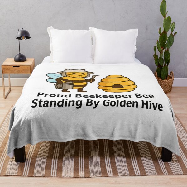 Item preview, Proud Beekeeper Bee Standing By Golden Hive designed and sold by ‏Designly Yours‏.