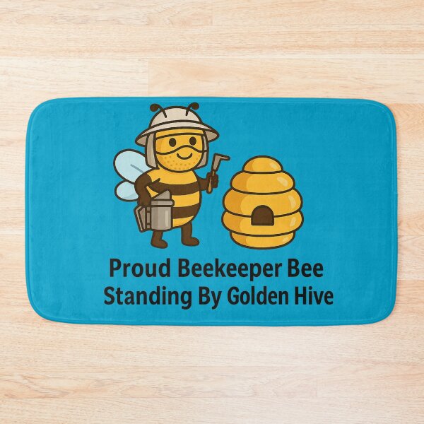 Item preview, Proud Beekeeper Bee Standing By Golden Hive designed and sold by ‏Designly Yours‏.