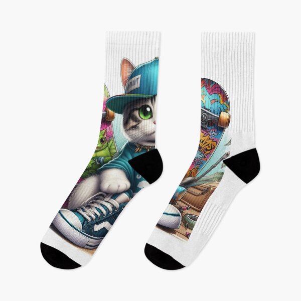 Item preview, Skateboarding Cat Graffiti Art – Cool Urban Kitty Street Style designed and sold by ashokreddy343.