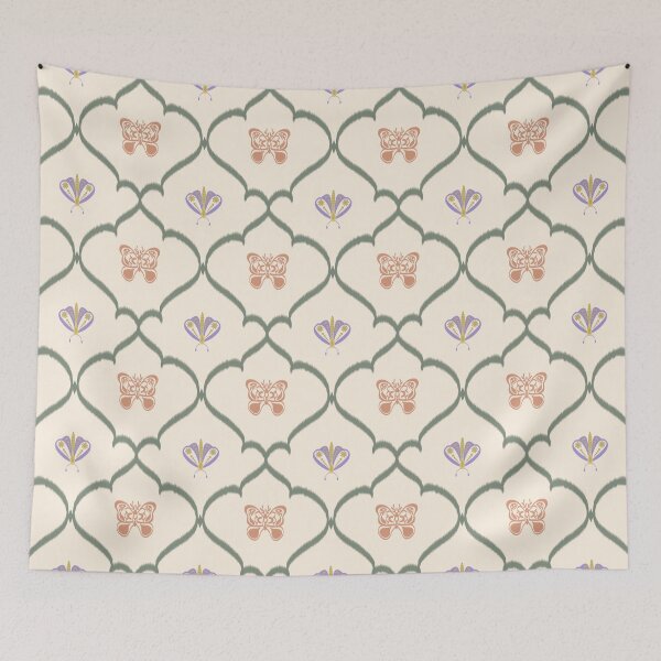 Item preview, Seamless Ikat Trellis Pattern with Stylized Butterflies designed and sold by Design2delight.