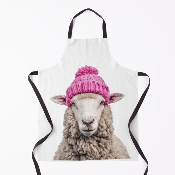 Item preview, Cozy Sheep Wearing Pink Winter Hat Trendy Animal Fashion Artwork designed and sold by LazyOwlStore.