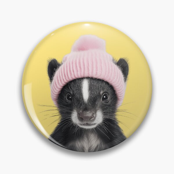 Item preview, Cozy Skunk Wearing Pink Winter Hat Trendy Animal Fashion Artwork designed and sold by LazyOwlStore.
