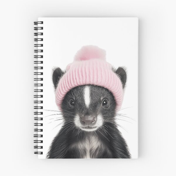 Item preview, Cozy Skunk Wearing Pink Winter Hat Trendy Animal Fashion Artwork designed and sold by LazyOwlStore.
