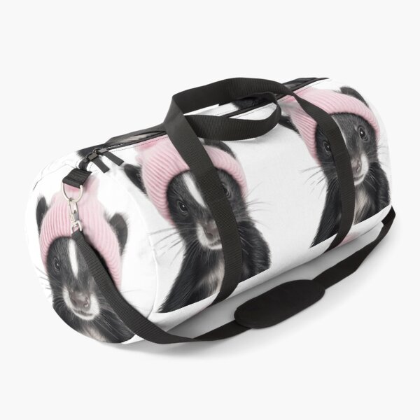 Item preview, Cozy Skunk Wearing Pink Winter Hat Trendy Animal Fashion Artwork designed and sold by LazyOwlStore.