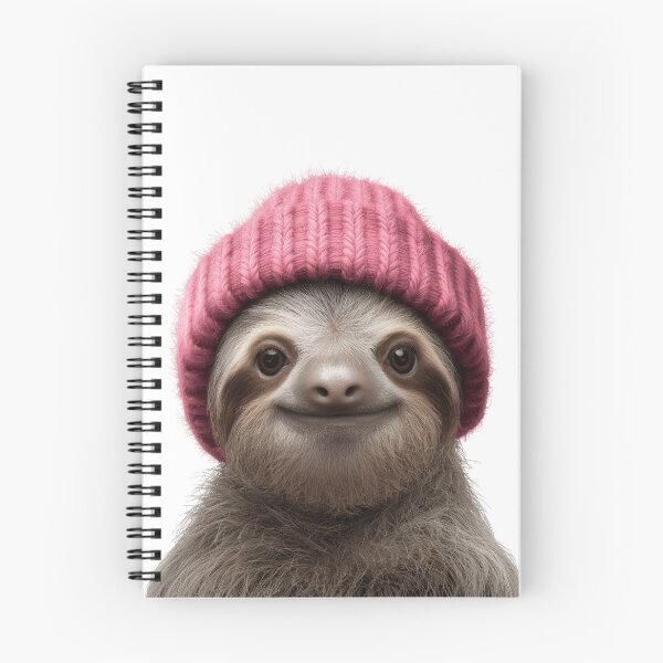 Item preview, Cozy Sloth Wearing Pink Winter Hat Trendy Animal Fashion Artwork designed and sold by LazyOwlStore.