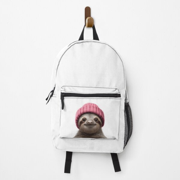 Item preview, Cozy Sloth Wearing Pink Winter Hat Trendy Animal Fashion Artwork designed and sold by LazyOwlStore.