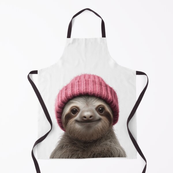 Item preview, Cozy Sloth Wearing Pink Winter Hat Trendy Animal Fashion Artwork designed and sold by LazyOwlStore.