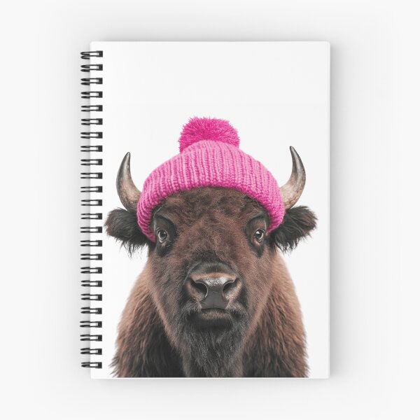 Item preview, Cozy Bison Wearing Pink Winter Hat Trendy Animal Fashion Artwork designed and sold by LazyOwlStore.