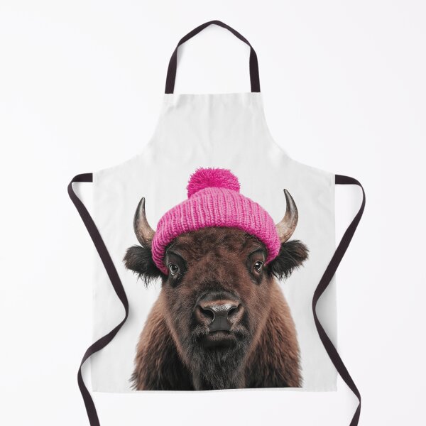 Item preview, Cozy Bison Wearing Pink Winter Hat Trendy Animal Fashion Artwork designed and sold by LazyOwlStore.