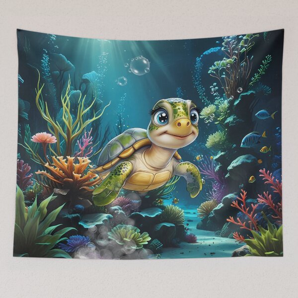Item preview, Underwater adventures with the cheerful turtle.  designed and sold by nicky2342.