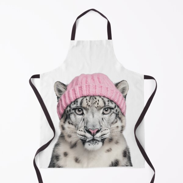 Item preview, Cozy Snow Leopard Wearing Pink Winter Hat Trendy Animal Fashion Artwork designed and sold by LazyOwlStore.