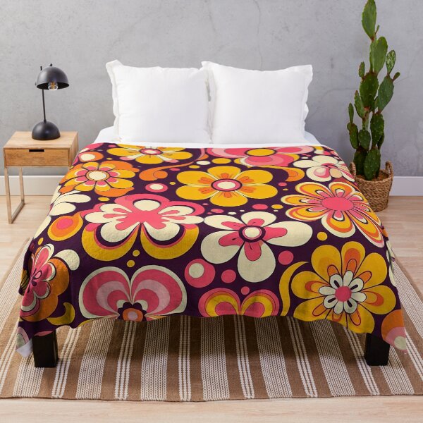Item preview, 60's Retro Liquid Flowers in Orange, Yellow, Brown and Pink designed and sold by ArtFactoryAI.