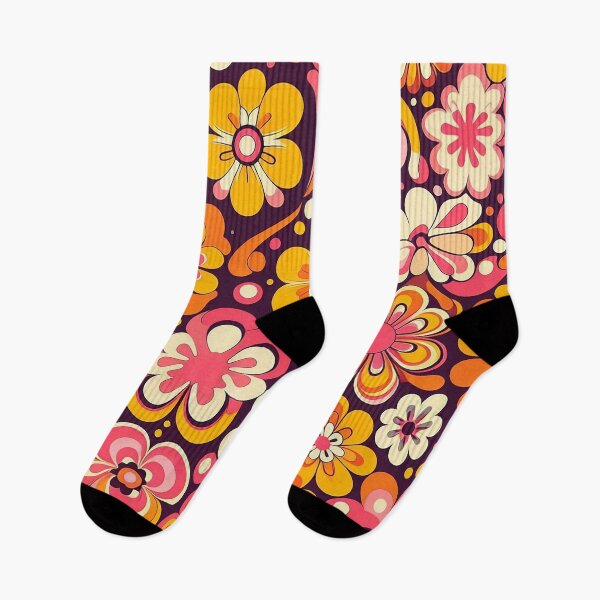 Item preview, 60's Retro Liquid Flowers in Orange, Yellow, Brown and Pink designed and sold by ArtFactoryAI.