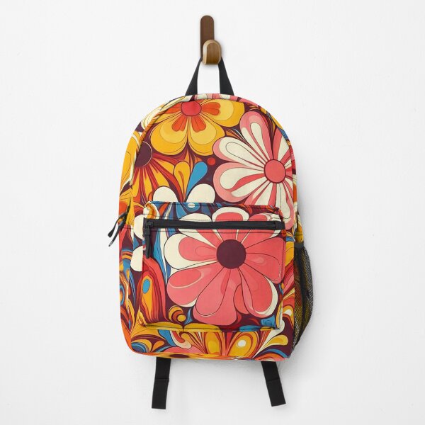 Item preview, 60's Retro Liquid Flowers in Orange, Yellow, Brown and Pink designed and sold by ArtFactoryAI.