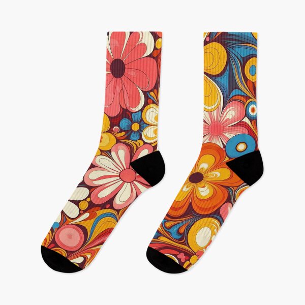 Item preview, 60's Retro Liquid Flowers in Orange, Yellow, Brown and Pink designed and sold by ArtFactoryAI.