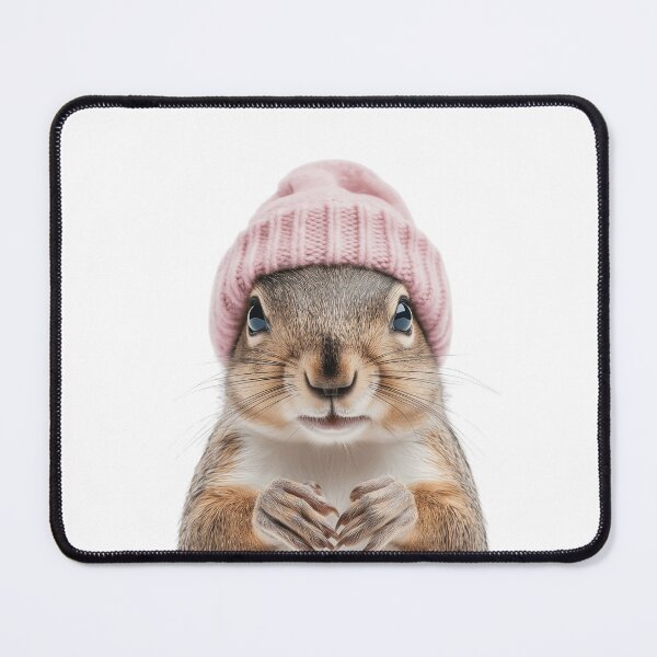 Item preview, Cozy Squirrel Wearing Pink Winter Hat Trendy Animal Fashion Artwork designed and sold by LazyOwlStore.