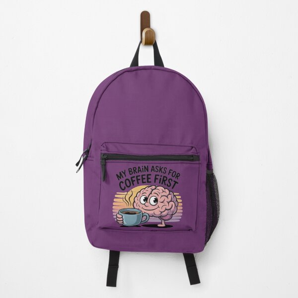 Item preview, Brain Needs Coffee First – Funny Cartoon Design for Caffeine Lovers designed and sold by VEYA STORE.