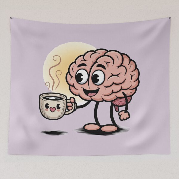 Item preview, Brain Needs Coffee First – Funny Cartoon Design for Caffeine Lovers designed and sold by VEYA STORE.
