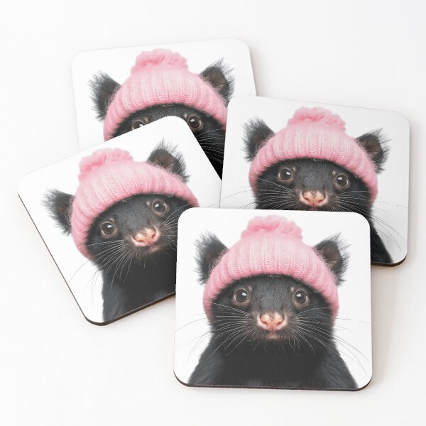 Item preview, Cozy Tasmanian Devil Wearing Pink Winter Hat Trendy Animal Fashion Artwork designed and sold by LazyOwlStore.